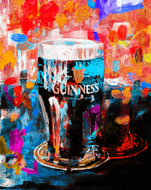 The Joy Of Guinness Limited Edition No. 1 Orange Red & Blues Fine Art Archival Print (18x24 inches)